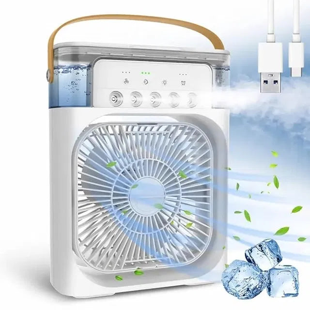 Velmora Portable Mini Air Cooler - 3-in-1 Mist Fan with 7-Color LED Light